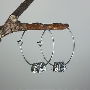 HAND CRAFTED Silver Stainless Steel Modern Minimalist Hoop Earrings